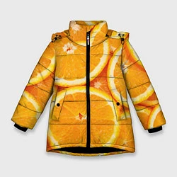 Куртка зимняя для девочки Апельсин, цвет: 3D-черный