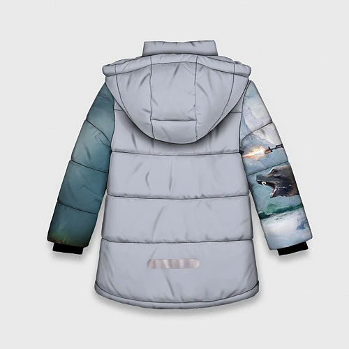 Зимняя куртка для девочки Русский воин на медведе / 3D-Черный – фото 2