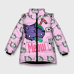 Куртка зимняя для девочки Drop Dead: Meow, цвет: 3D-черный