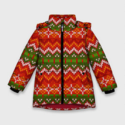 Куртка зимняя для девочки Зимний узор, цвет: 3D-красный