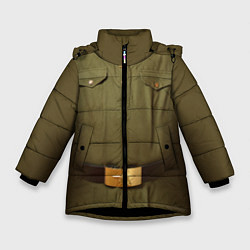 Куртка зимняя для девочки Униформа солдата, цвет: 3D-черный