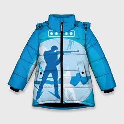 Куртка зимняя для девочки Биатлон, цвет: 3D-черный