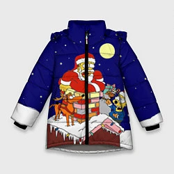 Куртка зимняя для девочки Новый год у Симпоснов, цвет: 3D-светло-серый