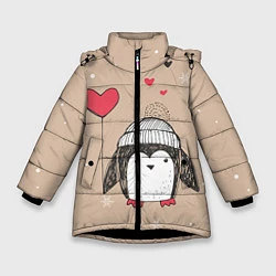 Куртка зимняя для девочки Пингвин с шариком, цвет: 3D-черный