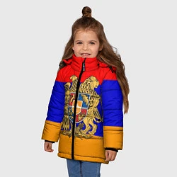 Куртка зимняя для девочки Герб и флаг Армении, цвет: 3D-черный — фото 2