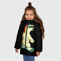 Куртка зимняя для девочки Мишка на борде, цвет: 3D-черный — фото 2
