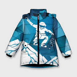 Куртка зимняя для девочки Горы и сноубордист, цвет: 3D-черный