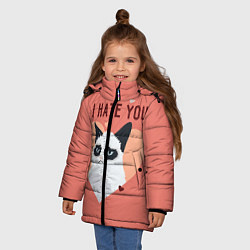 Куртка зимняя для девочки I hate you, цвет: 3D-светло-серый — фото 2