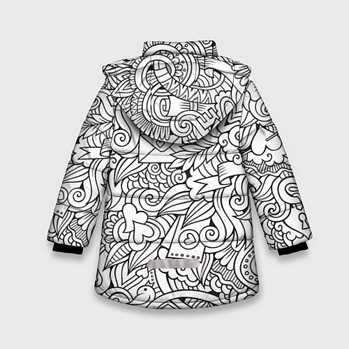 Зимняя куртка для девочки Love графика / 3D-Черный – фото 2
