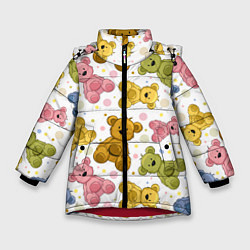 Куртка зимняя для девочки Любимые медвежата, цвет: 3D-красный
