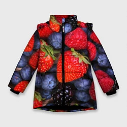 Куртка зимняя для девочки Berries, цвет: 3D-черный