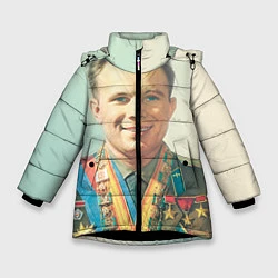 Куртка зимняя для девочки Гагарин в орденах, цвет: 3D-черный