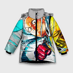 Куртка зимняя для девочки One Punch Man Rage, цвет: 3D-черный
