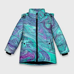 Куртка зимняя для девочки Смесь красок, цвет: 3D-черный
