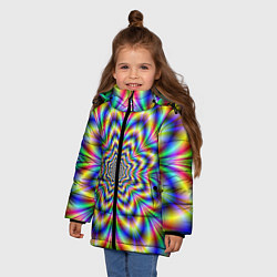 Куртка зимняя для девочки Красочная иллюзия, цвет: 3D-черный — фото 2
