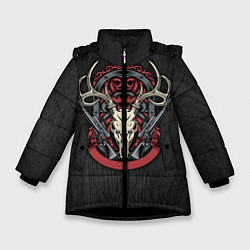 Куртка зимняя для девочки Охотничий трофей, цвет: 3D-черный