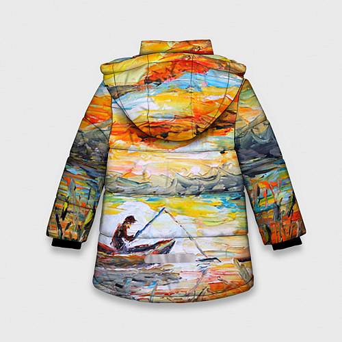 Зимняя куртка для девочки Рыбак на лодке / 3D-Черный – фото 2