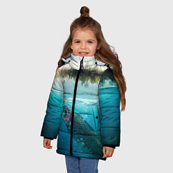 Куртка зимняя для девочки Рыбалка на спиннинг, цвет: 3D-светло-серый — фото 2