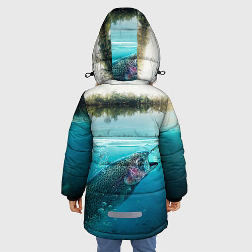 Зимняя куртка для девочки Рыбалка на спиннинг / 3D-Красный – фото 4