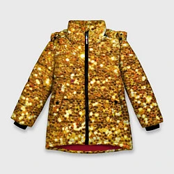 Куртка зимняя для девочки Золотое мерцание, цвет: 3D-красный