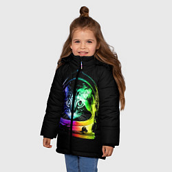 Куртка зимняя для девочки Кот космонавт, цвет: 3D-красный — фото 2