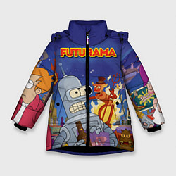Куртка зимняя для девочки Futurama Devil, цвет: 3D-черный