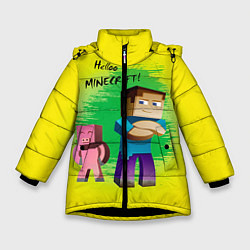 Куртка зимняя для девочки Hello Minecraft, цвет: 3D-черный