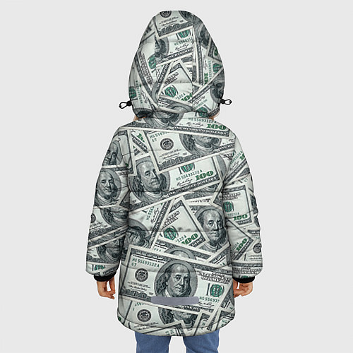 Зимняя куртка для девочки Банкноты / 3D-Светло-серый – фото 4