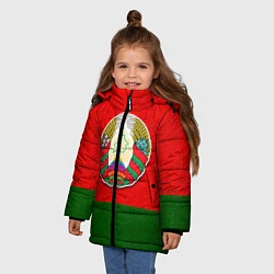 Куртка зимняя для девочки Герб Беларуси, цвет: 3D-черный — фото 2