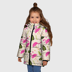 Куртка зимняя для девочки Нежный фламинго, цвет: 3D-черный — фото 2