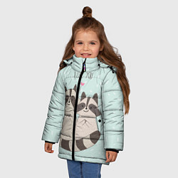 Куртка зимняя для девочки Влюбленные еноты, цвет: 3D-черный — фото 2