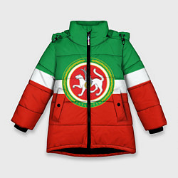 Куртка зимняя для девочки Татарстан: флаг цвета 3D-черный — фото 1