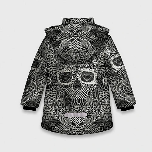 Зимняя куртка для девочки Кружевной череп / 3D-Черный – фото 2