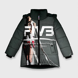 Куртка зимняя для девочки Волейбол 80, цвет: 3D-черный