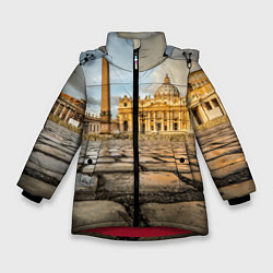 Куртка зимняя для девочки Площадь святого Петра, цвет: 3D-красный