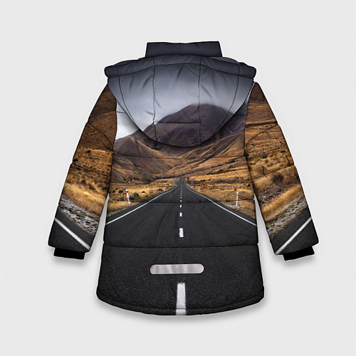 Зимняя куртка для девочки Пейзаж горная трасса / 3D-Черный – фото 2