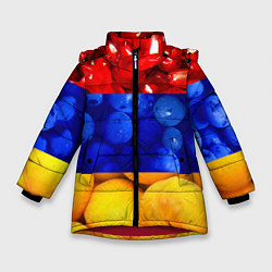 Куртка зимняя для девочки Флаг Армении, цвет: 3D-красный