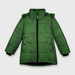 Куртка зимняя для девочки Змеиная зеленая кожа, цвет: 3D-черный