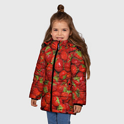 Куртка зимняя для девочки Клубнички, цвет: 3D-черный — фото 2