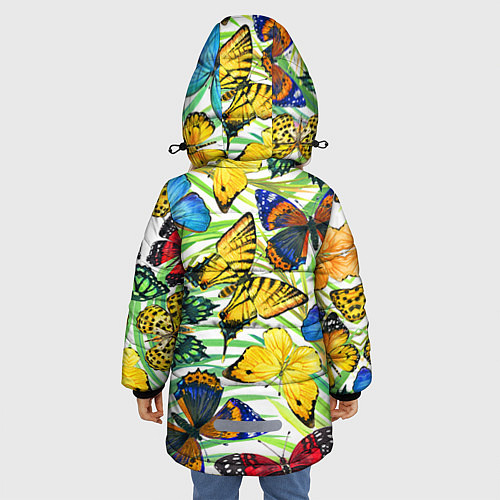 Зимняя куртка для девочки Тропические бабочки / 3D-Красный – фото 4
