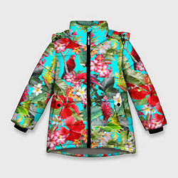Куртка зимняя для девочки Тропический мир, цвет: 3D-светло-серый