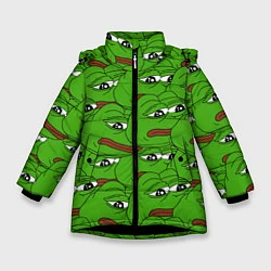 Куртка зимняя для девочки Sad frogs, цвет: 3D-черный
