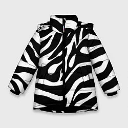Куртка зимняя для девочки Зебра, цвет: 3D-черный