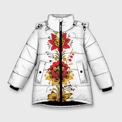 Зимняя куртка для девочки Хохлома: цветы