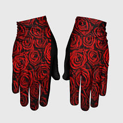 Перчатки Унисекс / Красные розы, цвет: 3D-принт