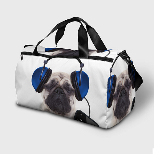 Спортивная сумка Мопс в наушниках / 3D-принт – фото 2