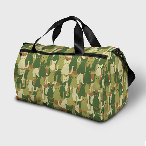 Спортивная сумка Камуфляж- зелёные кошки / 3D-принт – фото 2