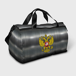 Сумки спортивные Герб России на металлическом фоне, цвет: 3D-принт