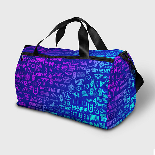 Спортивная сумка Неоновые геймерские лого / 3D-принт – фото 2