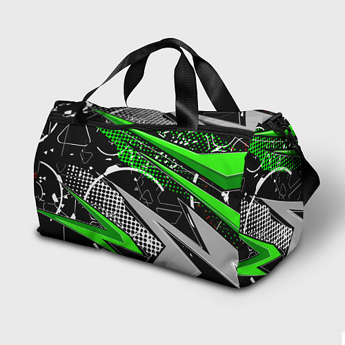 Спортивная сумка Black and green corners / 3D-принт – фото 2